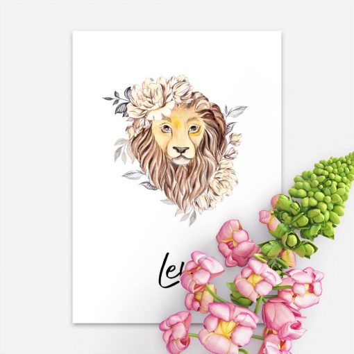 Plakat z lwem na prezent - Znak zodiaku