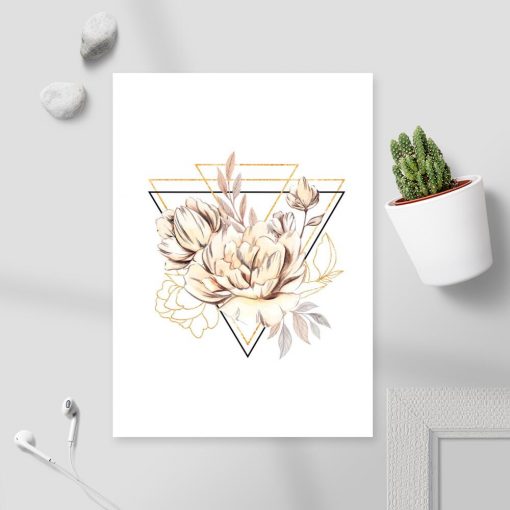 Plakat geometryczny z kwiatami do pokoju