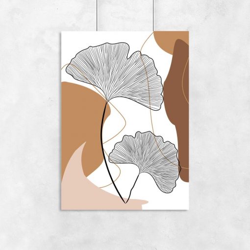 Plakat z liśćmi w formie wachlarzy