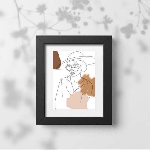 Plakat z rysunkiem kobiety w kapeluszu