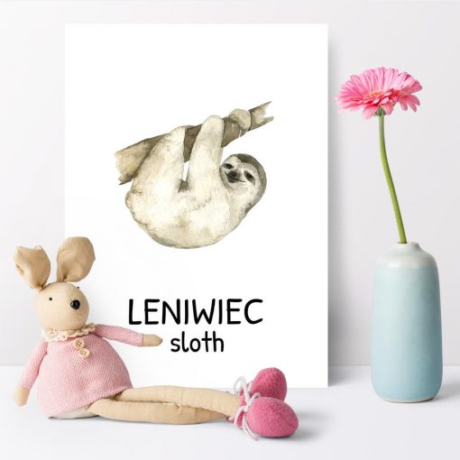 sloth - leniwiec na plakacie do pokoju dziecka
