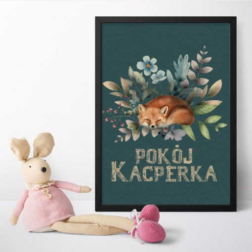 Plakat do pokoju dziecka z motywem śpiącego liska
