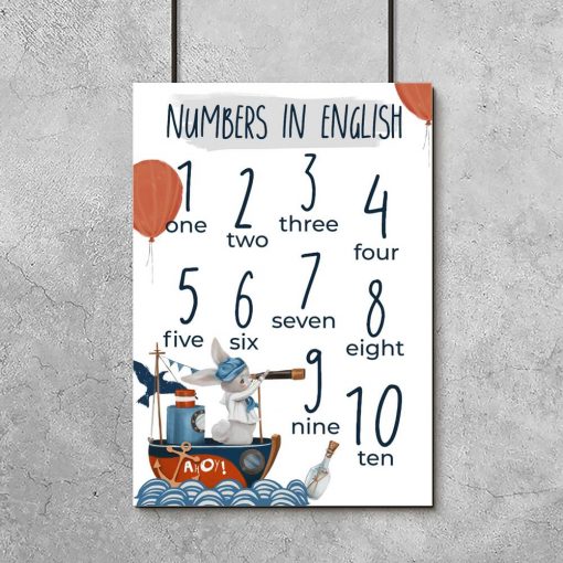 Numbers in english - Plakat dla dzieci