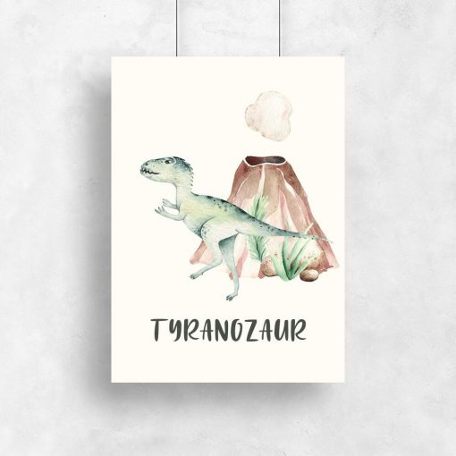 Edukacyjny plakat dziecięcy z motywem dinozaura