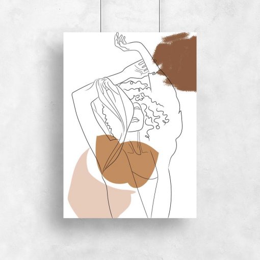 Kobieta z rękami w górze - Plakat line art do salonu