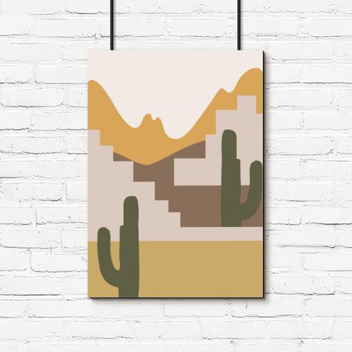 Plakat kaktusy i góry
