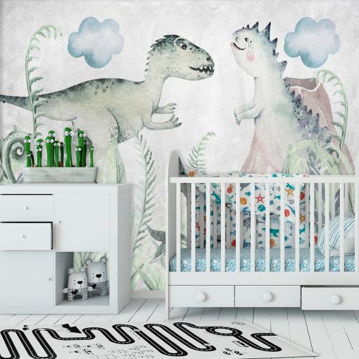 Foto-tapeta z dwoma dinozaurami dla dzieci