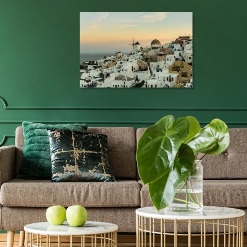 Obraz do dekoracji gabinetu z widokiem na Santorini