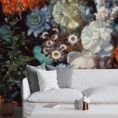 Foto-tapeta z motywem jesiennych kwiatów do sypialni