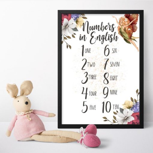 Plakat z liczbami dla przedszkolaka - Polne kwiaty