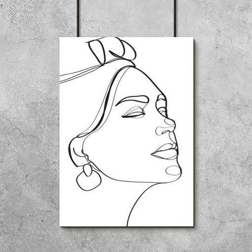 Plakat line art z kobiecą twarzą do dekoracji salonu