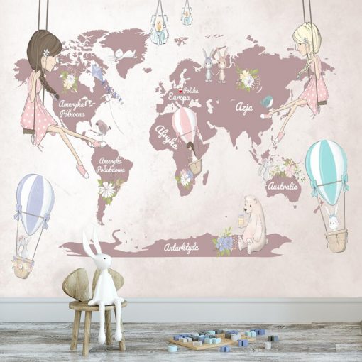 Kontynenty na mapie dla dzieci - tapeta