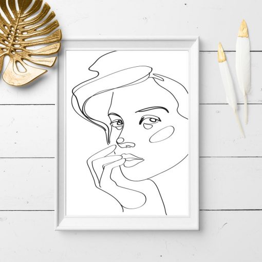 Plakat z motywem twarzy kobiety w minimalistycznym stylu