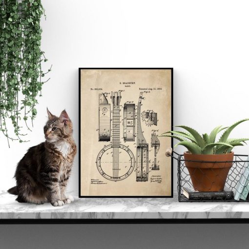 Poster z reprodukcją rysunku patentowego - Bandżo do gabinetu