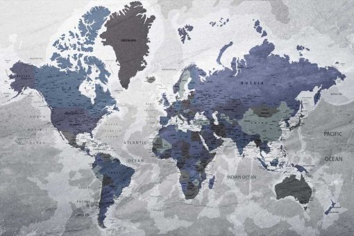 Granatowa tapeta z polityczną mapą świata