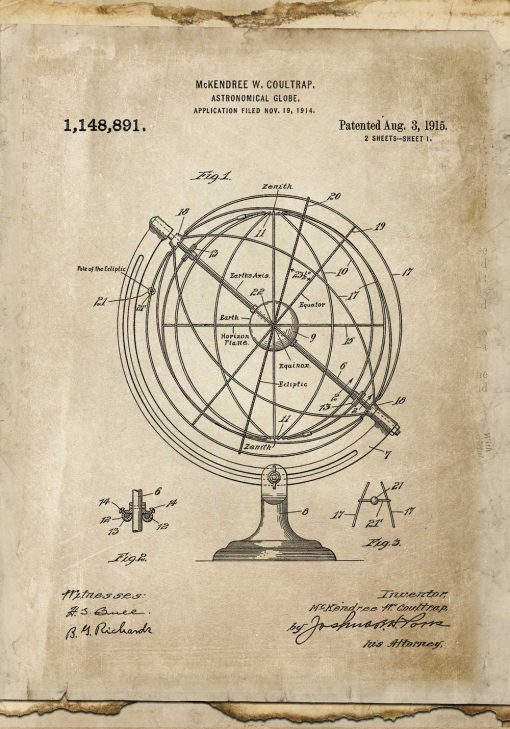Plakat z rysunkiem patentowym - Globus do salonu