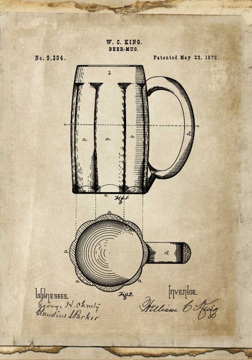 Plakat kufel do piwa - patent z roku 1876