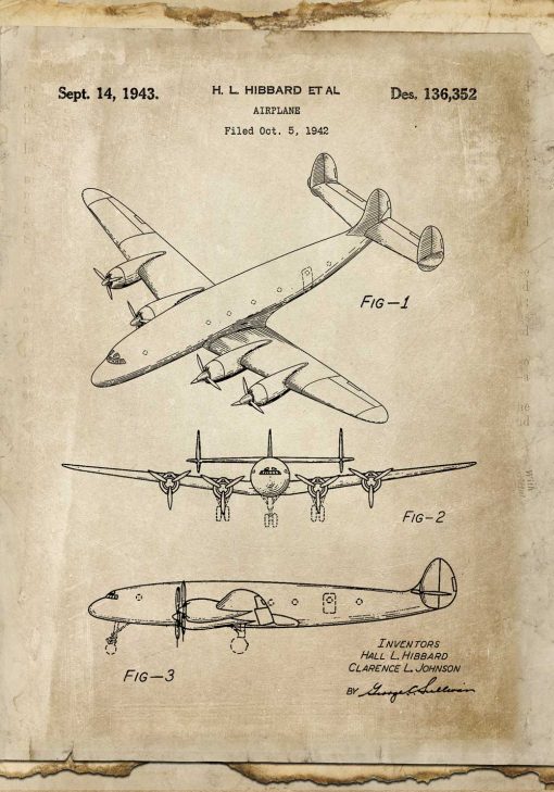 Patent na samolot w sepii - afisz