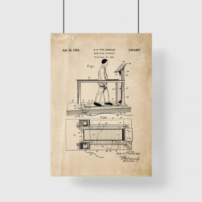 Poster z rysunkiem patentowym bieżni do siłowni