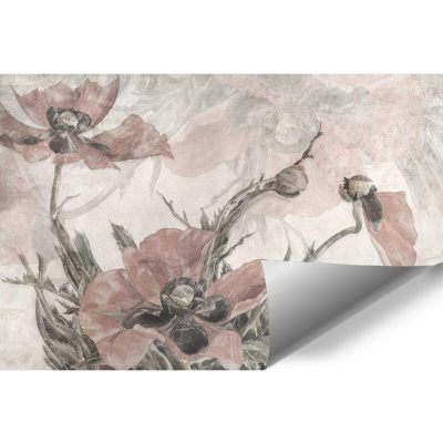 Romantyczna fototapeta w różowe kwiaty do jadalni