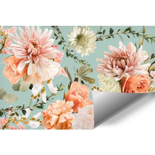 Różowe kwiaty - Delikatna fototapeta botaniczna do gabinetu kosmetycznego