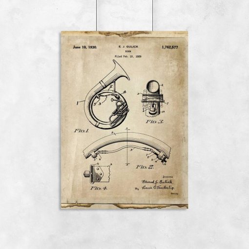 Plakat z patentem na instrument muzyczny