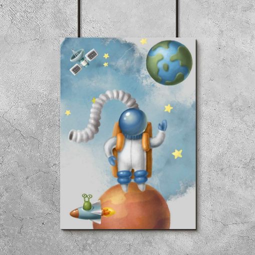 Plakat dla dzieci z przestrzenią kosmiczną