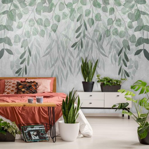 Foto-tapety z liśćmi do dekoracji sypialni