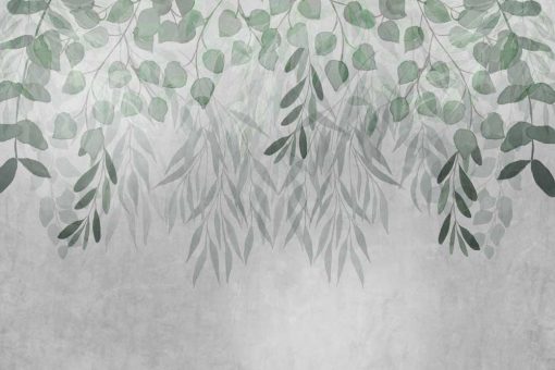 Fototapeta zielone liście i gałęzie do dekoracji sypialni