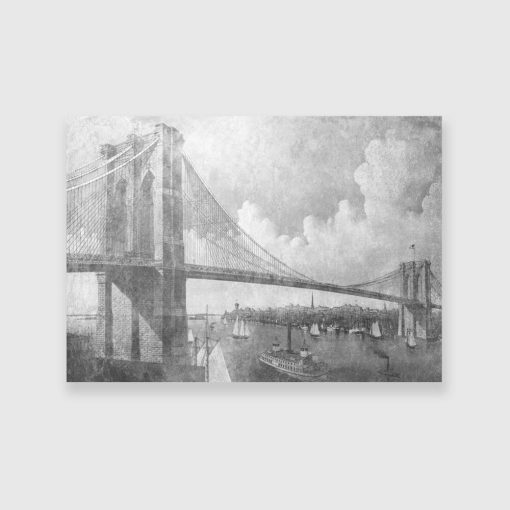 Obraz w szarościach z mostem nad East River