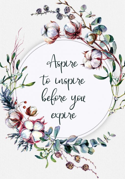 Plakat z dewizą: aspire to inspire before you expire