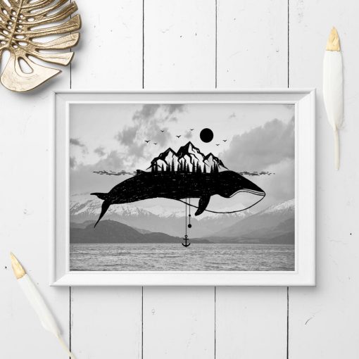 Plakat z motywem wieloryba do pokoju