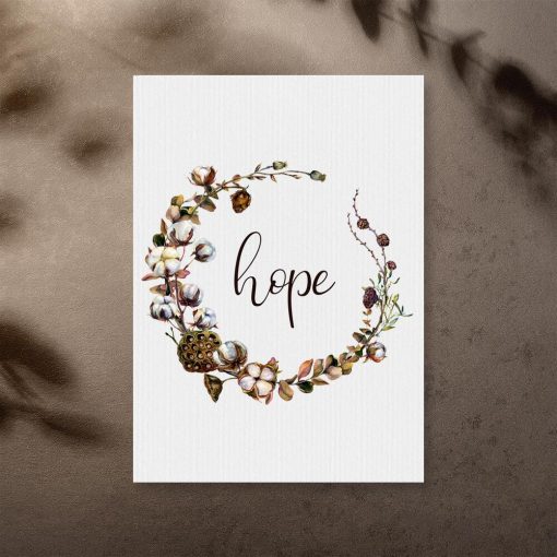 Plakat z roślinami i napisem: hope