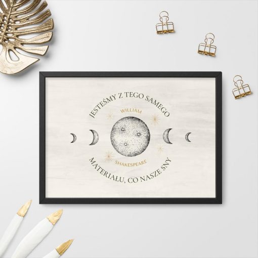 Plakat z sentencją i księżycem do sypialni