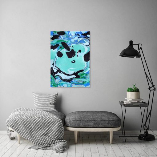 Obraz z motywem błękitnej abstrakcji do pokoju