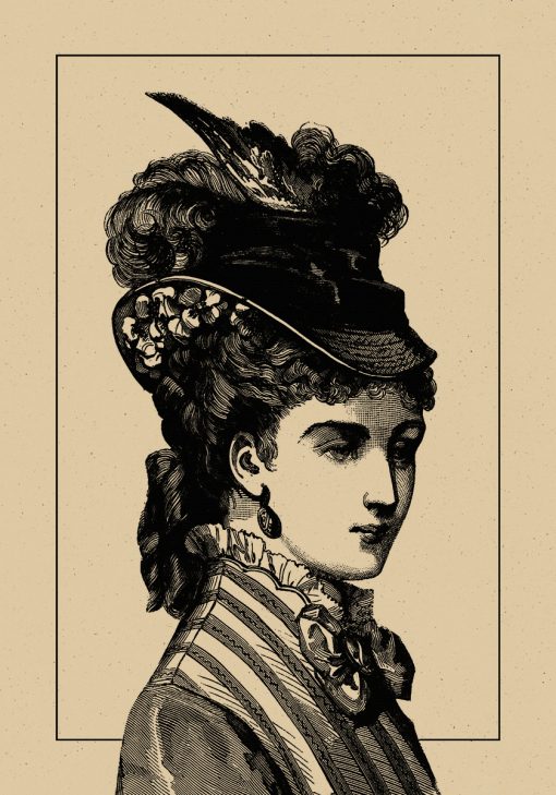Plakat dama w kapeluszu - rycina