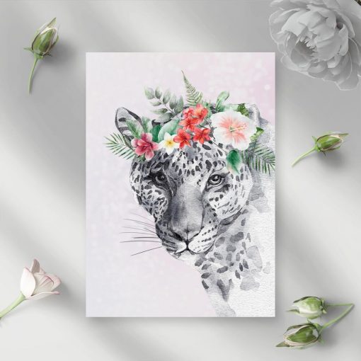 Plakat dzikie koty i kwiaty
