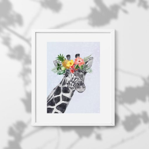 Plakat z kwiatową żyrafą