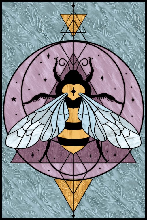 Naklejka jak witraż z motywem pszczoły