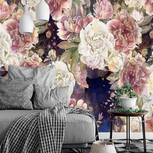 Tapety z kwiatuszkami na ścianę do salonu