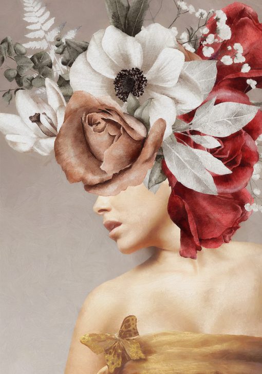 Plakat z nagą kobietą w kwiatach