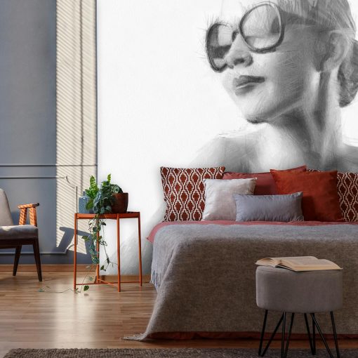 Foto-tapeta z motywem kobiety w okularach do dekoracji salonu