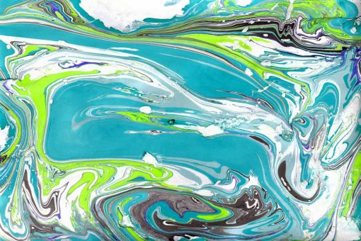 Obraz niebiesko- zielona abstrakcja do dekoracji pokoju