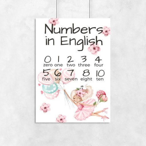 Plakat numbers in english do przedszkola