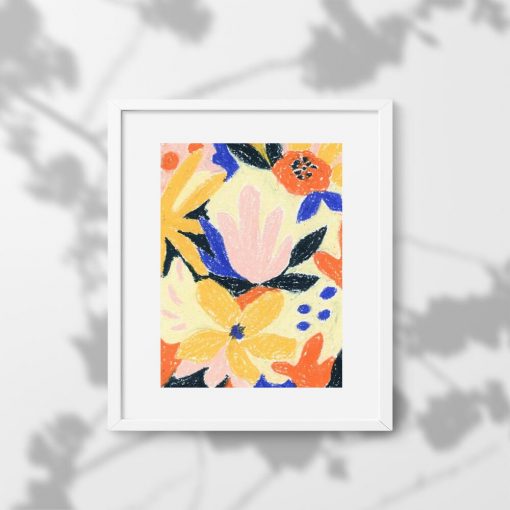 Plakat z motywem pastelowych kwiatów