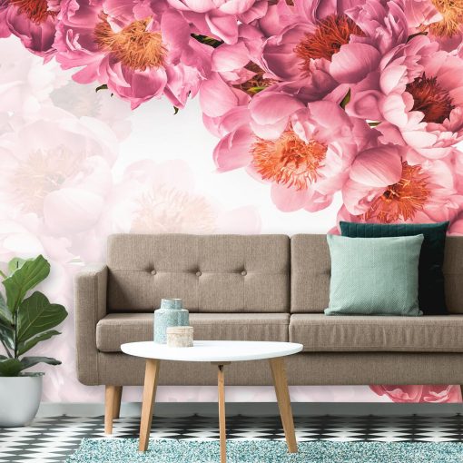 Foto-tapeta z różowymi kwiatuszkami do dekoracji sypiani
