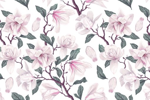Fototapeta z różowymi kwiatami magnolii