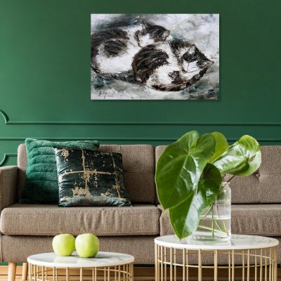 Dwa koty na obrazie do dekoracji salonu
