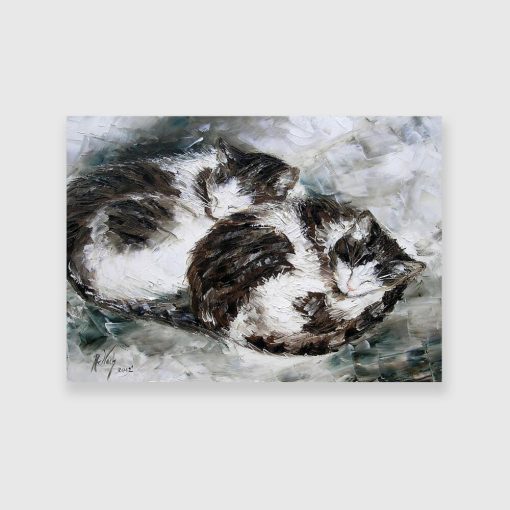 Obraz z dwoma kotami we śnie