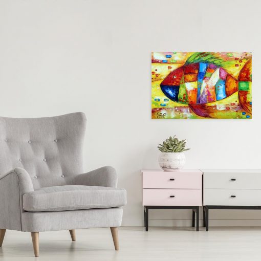 Obraz z kolorową wielką rybą
